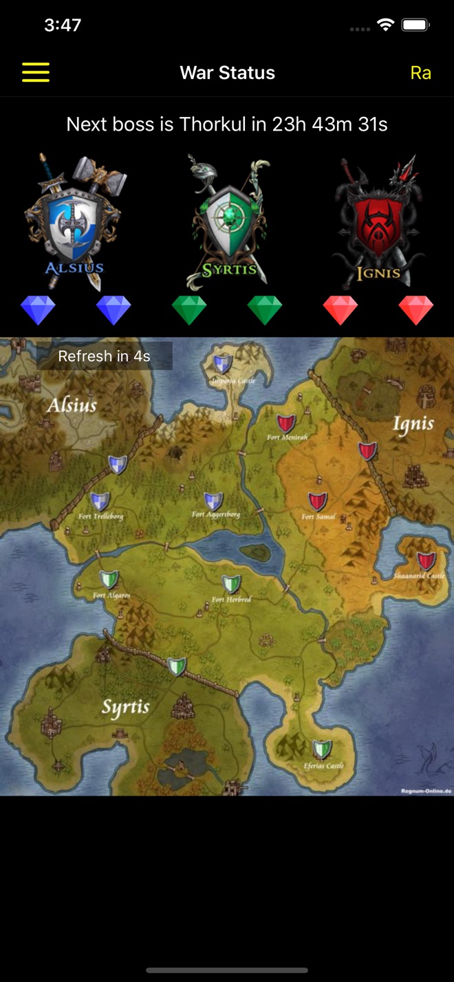 War Status for Regnum - capture iPhone 1