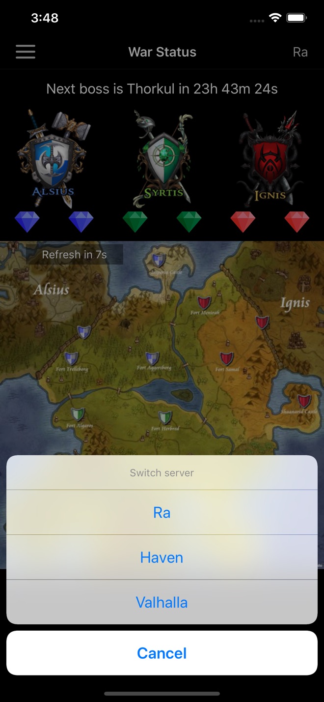 War Status for Regnum - capture iPhone 6